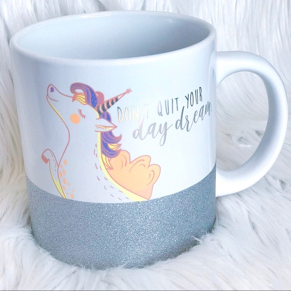 Other - Unicorn mug with silver glitter bottom